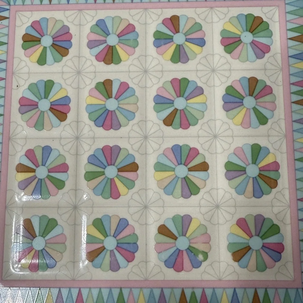 Vtg Ceramic Dresden Plate Quilt Pattern Tile Trivet Wall Hanging Pastel Colors